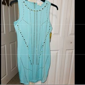 NwT Niki Minaj Green Strip Illusion Sheath Midi Dress Size L